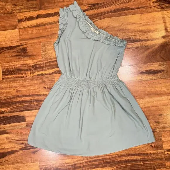 NWT Entro Sage One Shoulder Ruffle Mini Dress Large - Picture 2 of 6